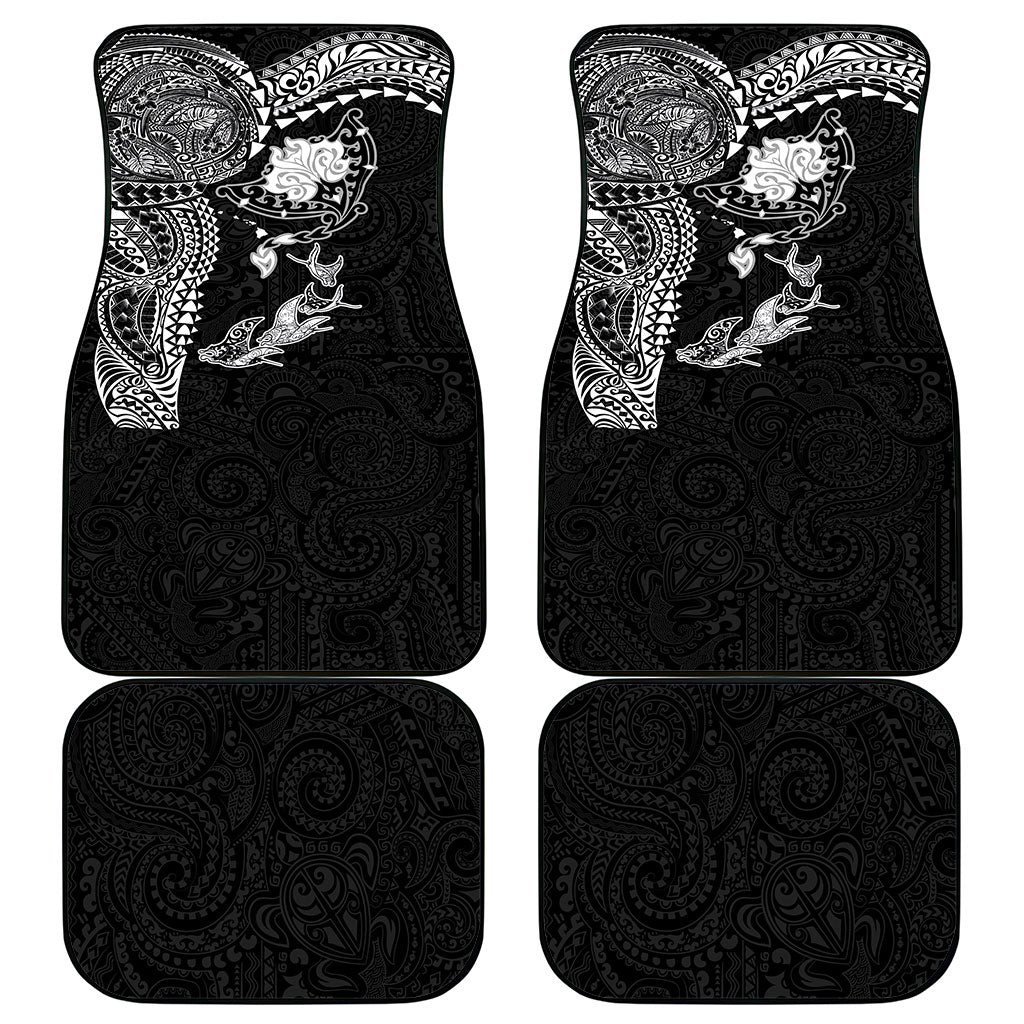 Hawaiian Manta Ray Tribal Car Mats Polynesian Art Motifs Black Color