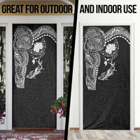 Hawaiian Manta Ray Tribal Door Cover Polynesian Art Motifs Black Color LT03 - Polynesian Pride