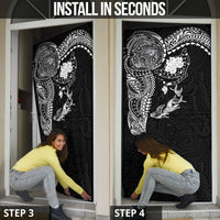 Hawaiian Manta Ray Tribal Door Cover Polynesian Art Motifs Black Color LT03 - Polynesian Pride