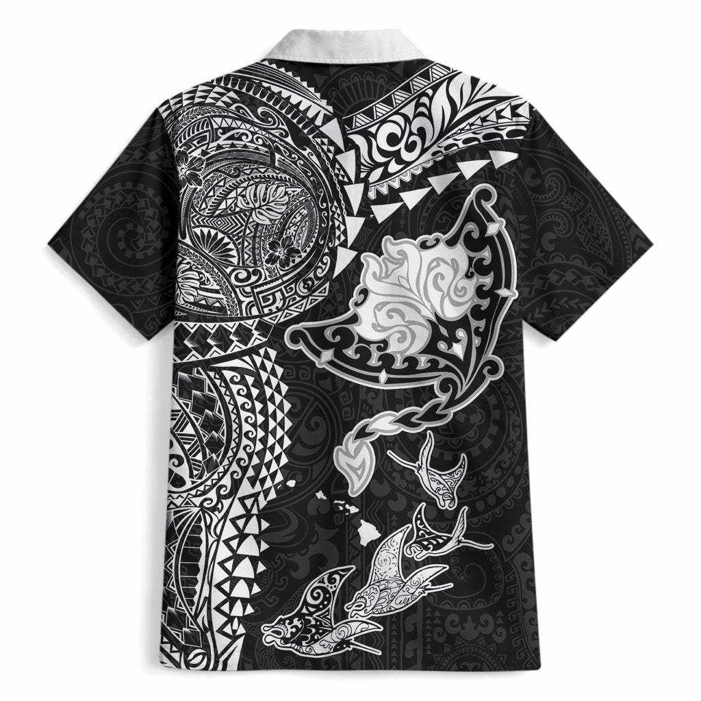 Hawaiian Manta Ray Tribal Hawaiian Shirt Polynesian Art Motifs Black Color LT03 - Polynesian Pride