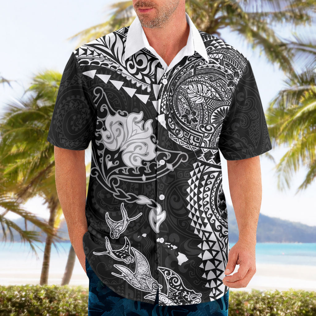 Hawaiian Manta Ray Tribal Hawaiian Shirt Polynesian Art Motifs Black Color LT03 - Polynesian Pride