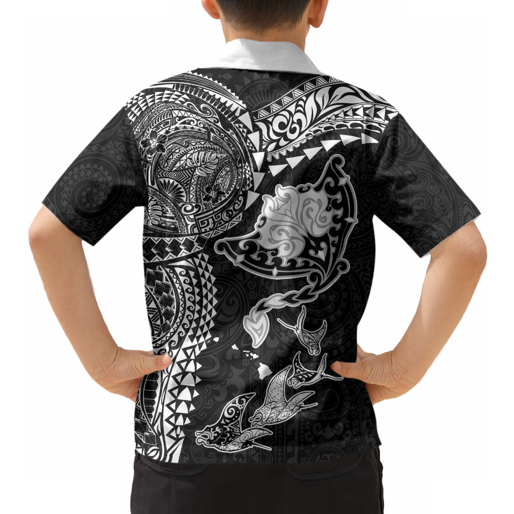 Hawaiian Manta Ray Tribal Hawaiian Shirt Polynesian Art Motifs Black Color LT03 - Polynesian Pride