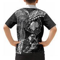 Hawaiian Manta Ray Tribal Hawaiian Shirt Polynesian Art Motifs Black Color LT03 - Polynesian Pride