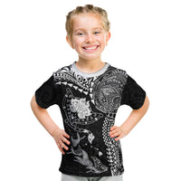 Hawaiian Manta Ray Tribal Kid T Shirt Polynesian Art Motifs Black Color LT03 Black - Polynesian Pride