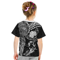 Hawaiian Manta Ray Tribal Kid T Shirt Polynesian Art Motifs Black Color LT03 - Polynesian Pride
