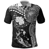 Hawaiian Manta Ray Tribal Polo Shirt Polynesian Art Motifs Black Color LT03 Black - Polynesian Pride