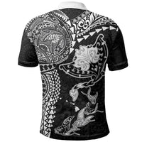 Hawaiian Manta Ray Tribal Polo Shirt Polynesian Art Motifs Black Color LT03 - Polynesian Pride