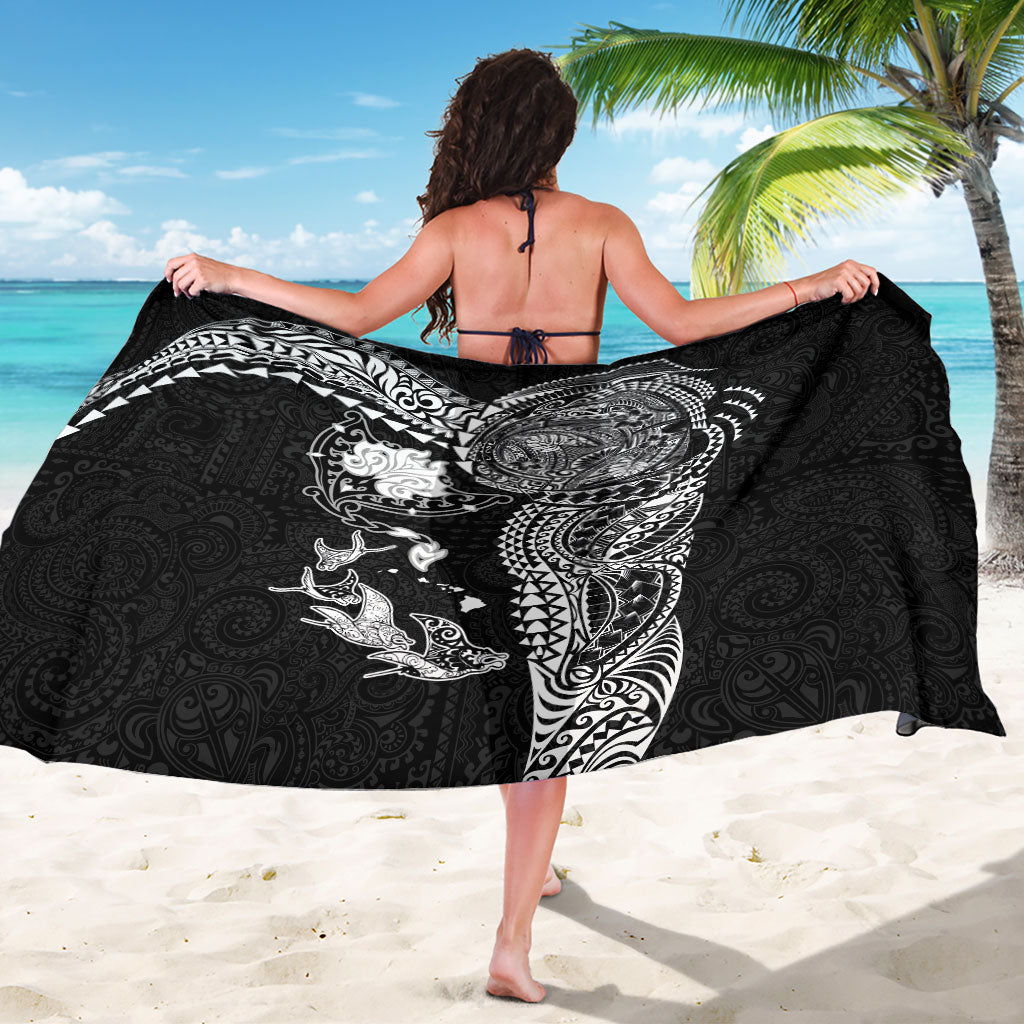 Hawaiian Manta Ray Tribal Sarong Polynesian Art Motifs Black Color