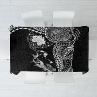 Hawaiian Manta Ray Tribal Tablecloth Polynesian Art Motifs Black Color