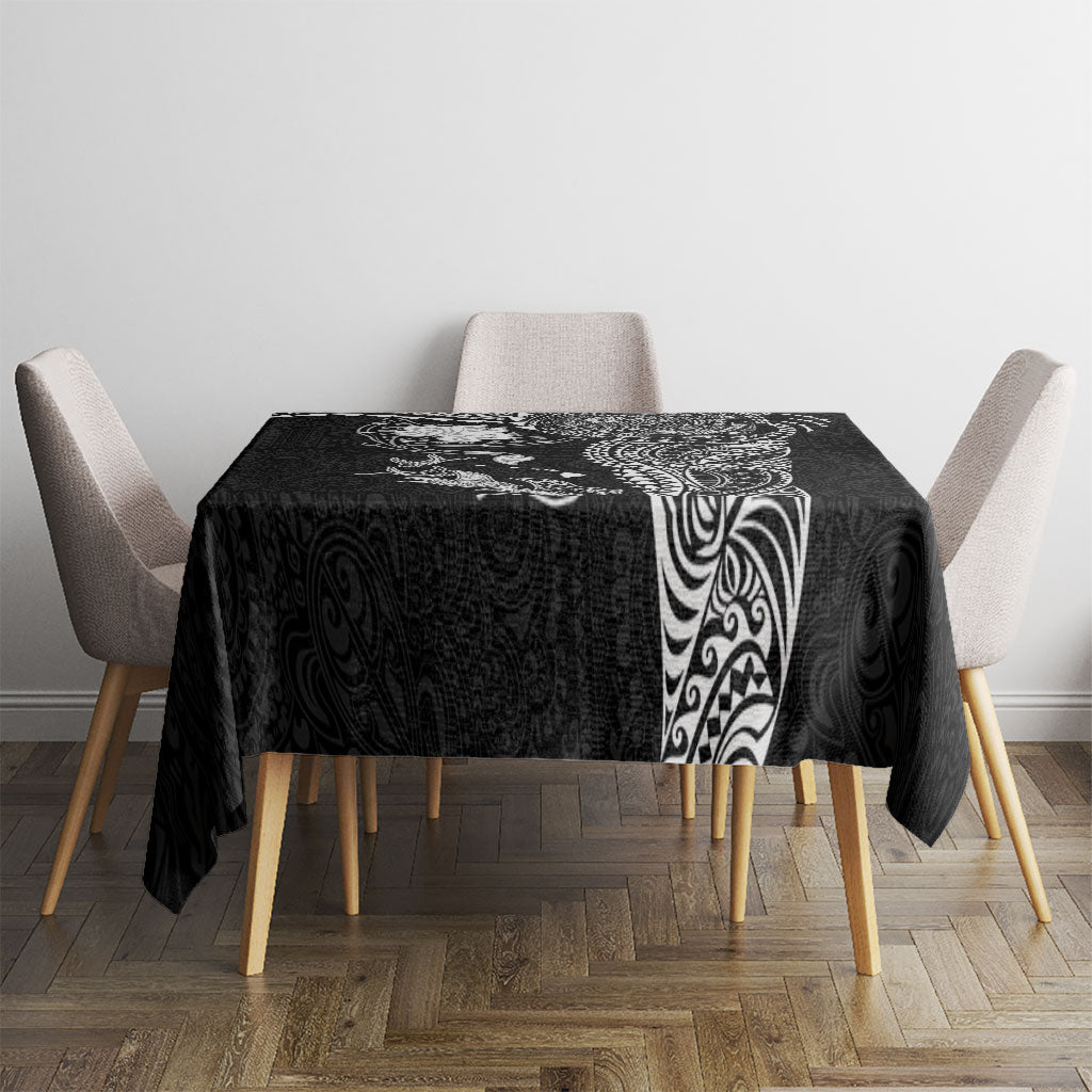 Hawaiian Manta Ray Tribal Tablecloth Polynesian Art Motifs Black Color