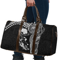 Hawaiian Manta Ray Tribal Travel Bag Polynesian Art Motifs Black Color