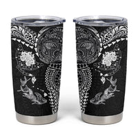 Hawaiian Manta Ray Tribal Tumbler Cup Polynesian Art Motifs Black Color