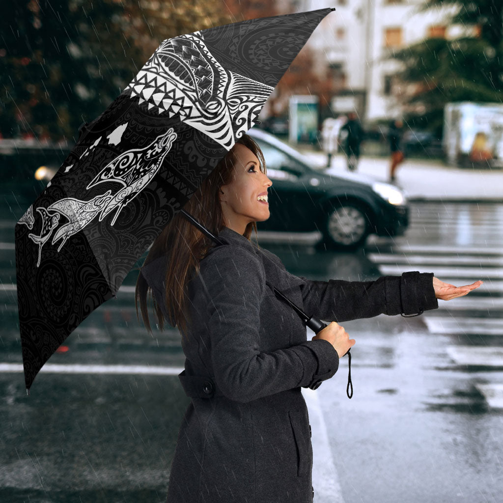 Hawaiian Manta Ray Tribal Umbrella Polynesian Art Motifs Black Color
