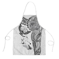 Hawaiian Manta Ray Tribal Apron Polynesian Art Motifs White Color LT03 White - Polynesian Pride