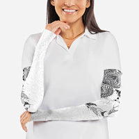 Hawaiian Manta Ray Tribal Arm Sleeves Polynesian Art Motifs White Color