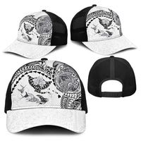 Hawaiian Manta Ray Tribal Baseball Net Cap Polynesian Art Motifs White Color LT03 - Polynesian Pride