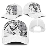 Hawaiian Manta Ray Tribal Baseball Net Cap Polynesian Art Motifs White Color LT03 - Polynesian Pride