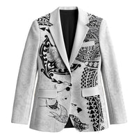 Hawaiian Manta Ray Tribal Blazer Polynesian Art Motifs White Color