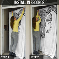 Hawaiian Manta Ray Tribal Door Cover Polynesian Art Motifs White Color
