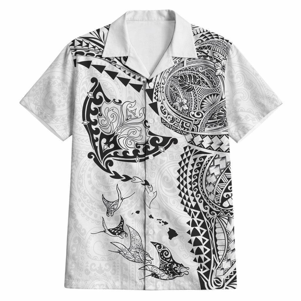 Hawaiian Manta Ray Tribal Hawaiian Shirt Polynesian Art Motifs White Color LT03 White - Polynesian Pride