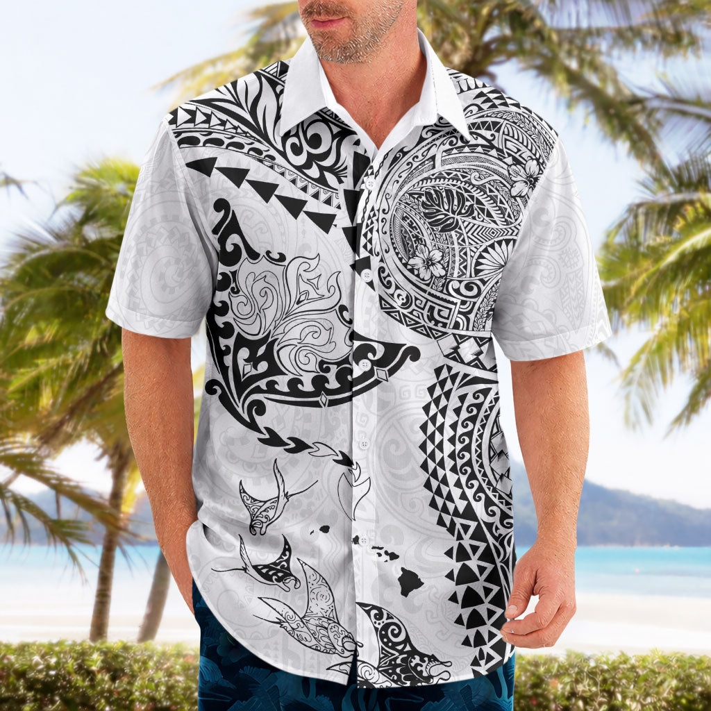 Hawaiian Manta Ray Tribal Hawaiian Shirt Polynesian Art Motifs White Color LT03 - Polynesian Pride