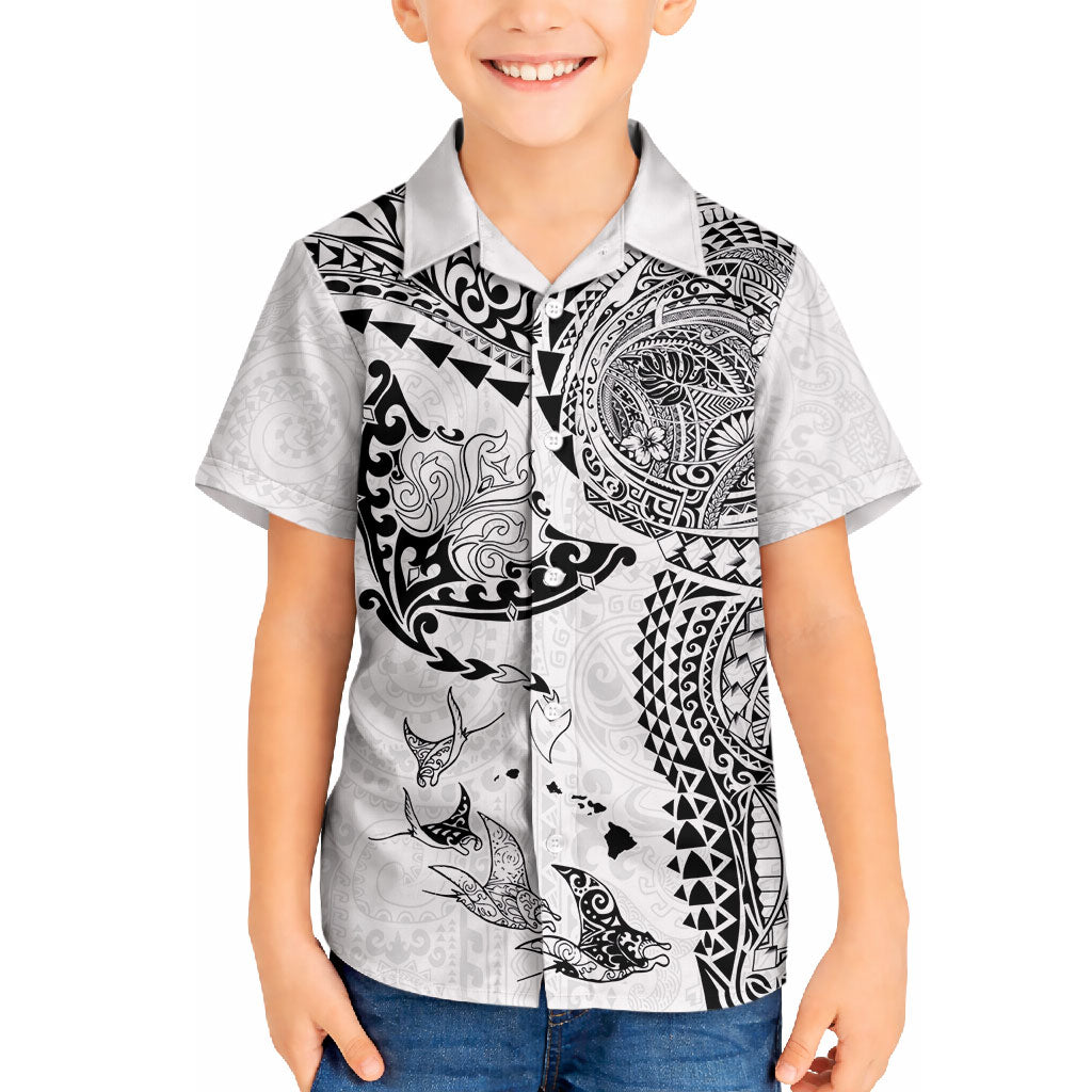 Hawaiian Manta Ray Tribal Hawaiian Shirt Polynesian Art Motifs White Color LT03 - Polynesian Pride