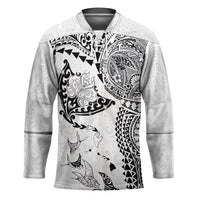 Hawaiian Manta Ray Tribal Hockey Jersey Polynesian Art Motifs White Color LT03 Unisex White - Polynesian Pride