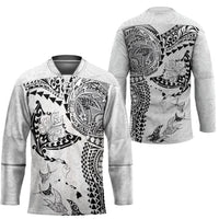 Hawaiian Manta Ray Tribal Hockey Jersey Polynesian Art Motifs White Color LT03 - Polynesian Pride