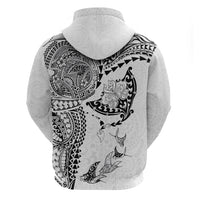 Hawaiian Manta Ray Tribal Hoodie Polynesian Art Motifs White Color LT03 - Polynesian Pride