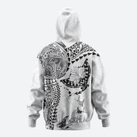 Hawaiian Manta Ray Tribal Hoodie Polynesian Art Motifs White Color LT03 - Polynesian Pride