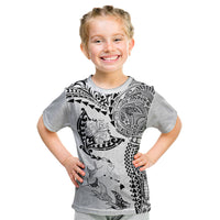 Hawaiian Manta Ray Tribal Kid T Shirt Polynesian Art Motifs White Color