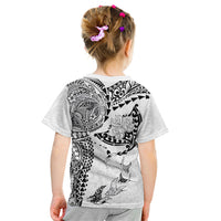 Hawaiian Manta Ray Tribal Kid T Shirt Polynesian Art Motifs White Color
