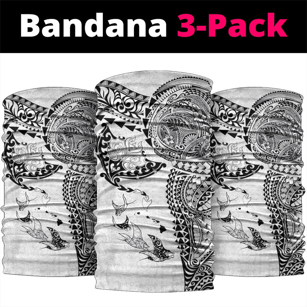 Hawaiian Manta Ray Tribal Neck Gaiter Polynesian Art Motifs White Color