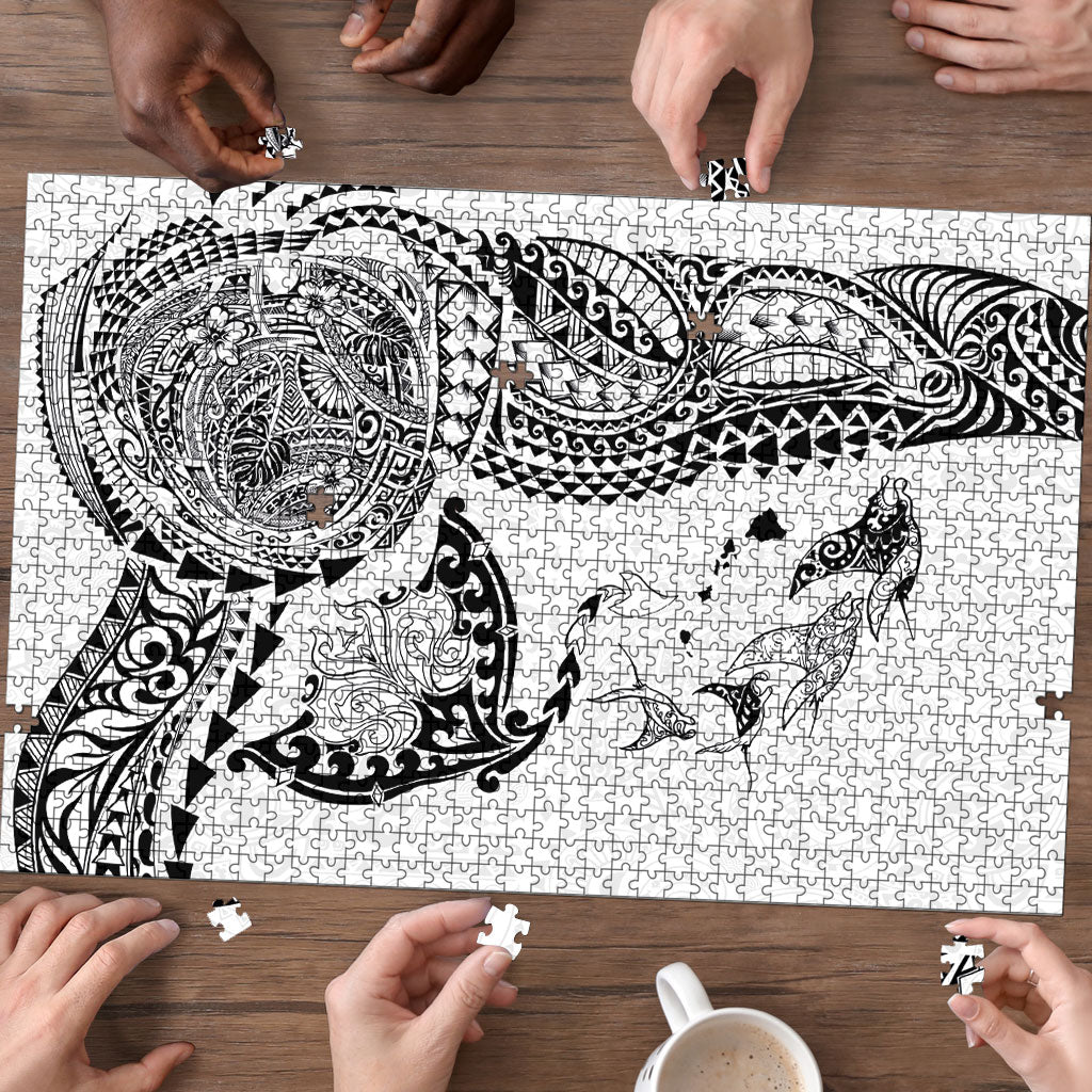 Hawaiian Manta Ray Tribal Puzzle Polynesian Art Motifs White Color LT03 - Polynesian Pride