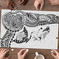 Hawaiian Manta Ray Tribal Puzzle Polynesian Art Motifs White Color LT03 - Polynesian Pride