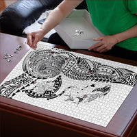Hawaiian Manta Ray Tribal Puzzle Polynesian Art Motifs White Color LT03 - Polynesian Pride