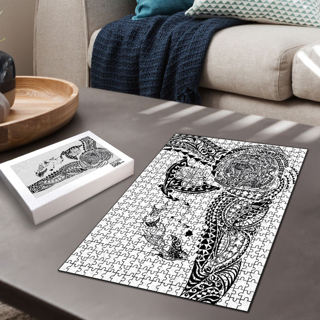 Hawaiian Manta Ray Tribal Puzzle Polynesian Art Motifs White Color LT03 - Polynesian Pride