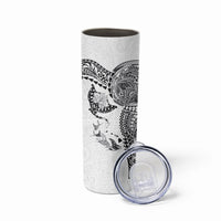 Hawaiian Manta Ray Tribal Skinny Tumbler Polynesian Art Motifs White Color