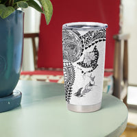 Hawaiian Manta Ray Tribal Tumbler Cup Polynesian Art Motifs White Color LT03 - Polynesian Pride