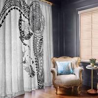 Hawaiian Manta Ray Tribal Window Curtain Polynesian Art Motifs White Color