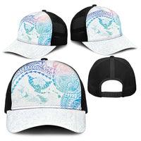 Hawaiian Manta Ray Tribal Baseball Net Cap Polynesian Art Motifs Sweet Pastel