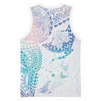 Hawaiian Manta Ray Tribal Basketball Jersey Polynesian Art Motifs Sweet Pastel