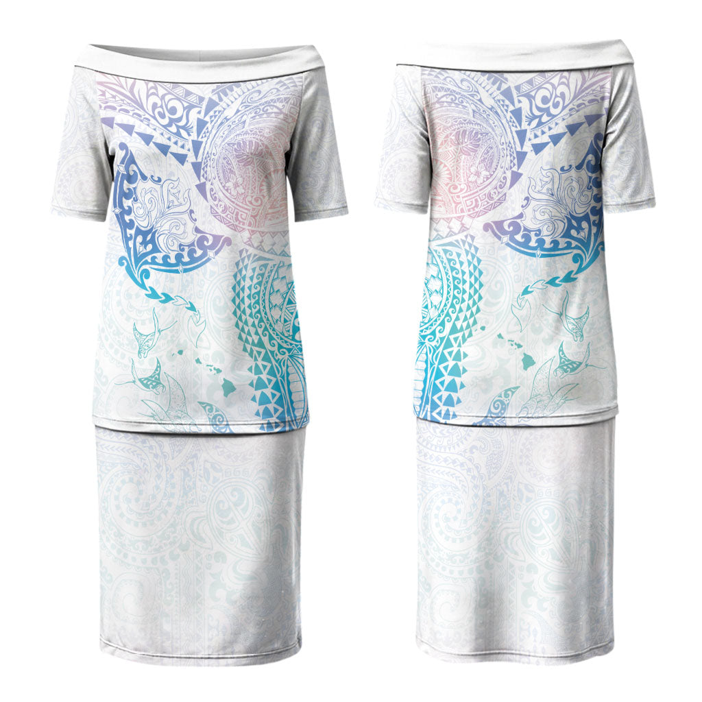 Hawaiian Manta Ray Tribal Couples Matching Puletasi and Hawaiian Shirt Polynesian Art Motifs Sweet Pastel LT03 - Polynesian Pride