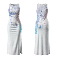 Hawaiian Manta Ray Tribal Couples Matching Tank Maxi Dress and Long Sleeve Button Shirt Polynesian Art Motifs Sweet Pastel LT03 - Polynesian Pride