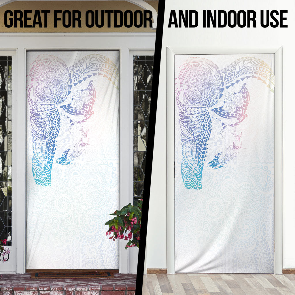 Hawaiian Manta Ray Tribal Door Cover Polynesian Art Motifs Sweet Pastel