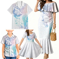Hawaiian Manta Ray Tribal Family Matching Mermaid Dress and Hawaiian Shirt Polynesian Art Motifs Sweet Pastel LT03 - Polynesian Pride