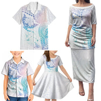 Hawaiian Manta Ray Tribal Family Matching Puletasi and Hawaiian Shirt Polynesian Art Motifs Sweet Pastel LT03 - Polynesian Pride