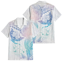 Hawaiian Manta Ray Tribal Family Matching Puletasi and Hawaiian Shirt Polynesian Art Motifs Sweet Pastel LT03 Dad's Shirt - Short Sleeve Multicolor - Polynesian Pride
