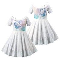 Hawaiian Manta Ray Tribal Family Matching Puletasi and Hawaiian Shirt Polynesian Art Motifs Sweet Pastel LT03 Daughter's Dress Multicolor - Polynesian Pride