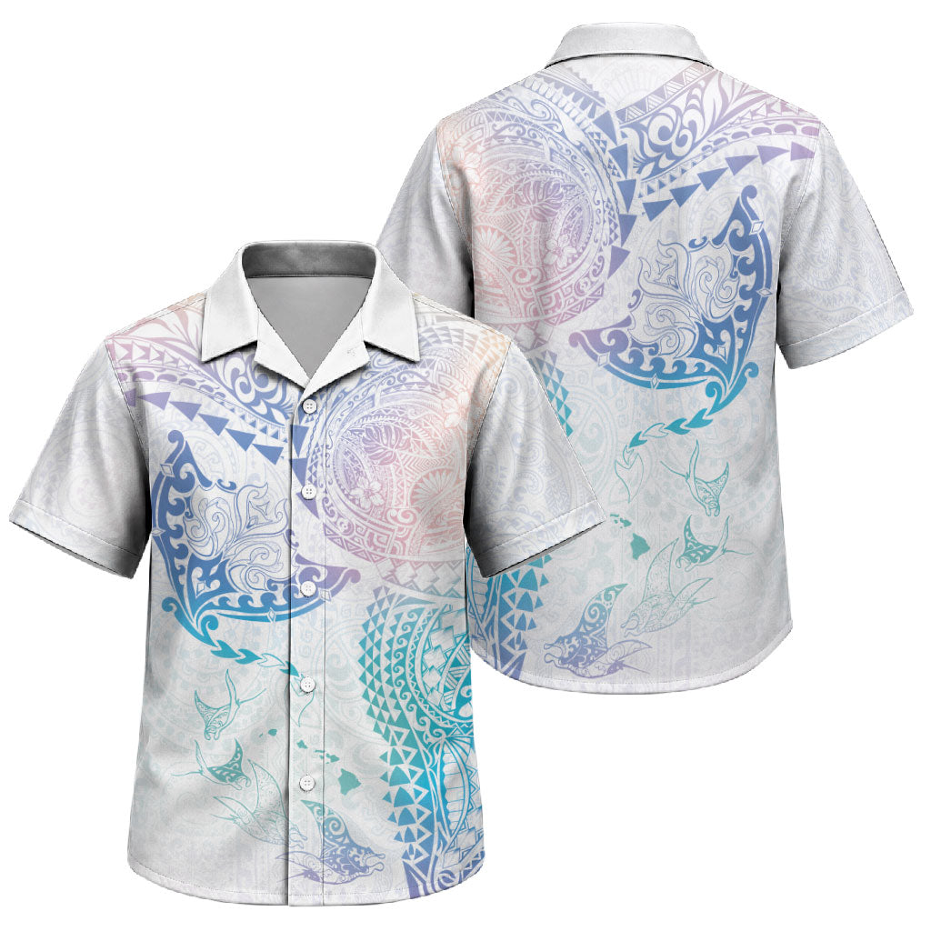 Hawaiian Manta Ray Tribal Family Matching Puletasi and Hawaiian Shirt Polynesian Art Motifs Sweet Pastel LT03 Son's Shirt Multicolor - Polynesian Pride